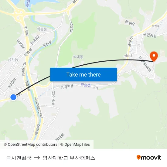 금사전화국 to 영산대학교 부산캠퍼스 map