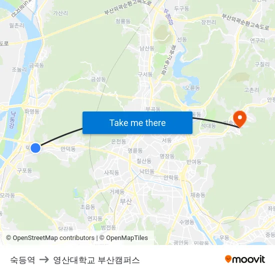 숙등역 to 영산대학교 부산캠퍼스 map
