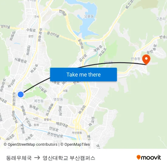 동래우체국 to 영산대학교 부산캠퍼스 map