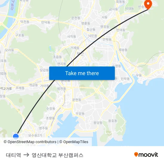 대티역 to 영산대학교 부산캠퍼스 map