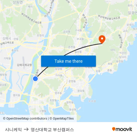 샤니케익 to 영산대학교 부산캠퍼스 map