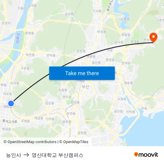 능인사 to 영산대학교 부산캠퍼스 map