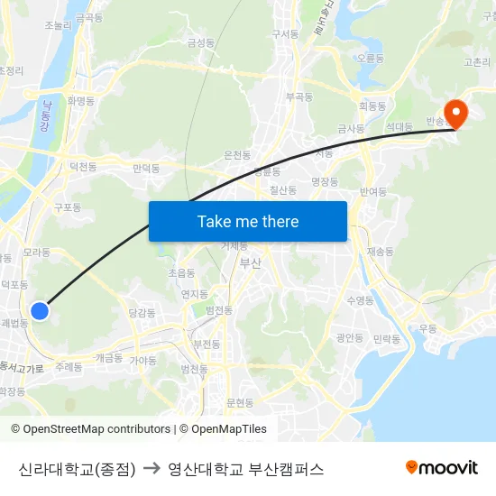 신라대학교(종점) to 영산대학교 부산캠퍼스 map