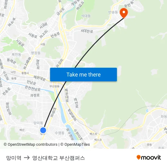 망미역 to 영산대학교 부산캠퍼스 map