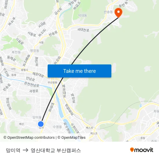 망미역 to 영산대학교 부산캠퍼스 map