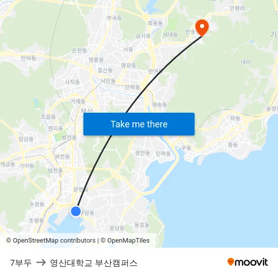 7부두 to 영산대학교 부산캠퍼스 map