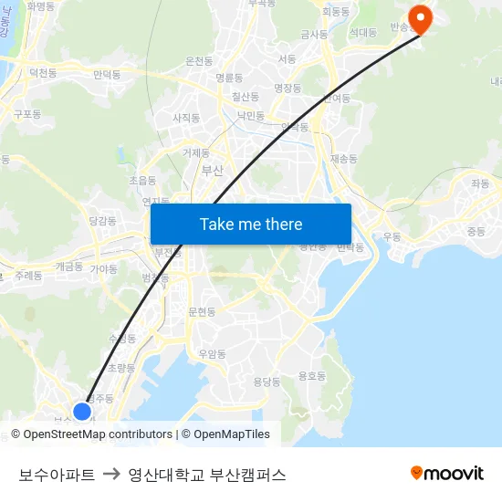 보수아파트 to 영산대학교 부산캠퍼스 map