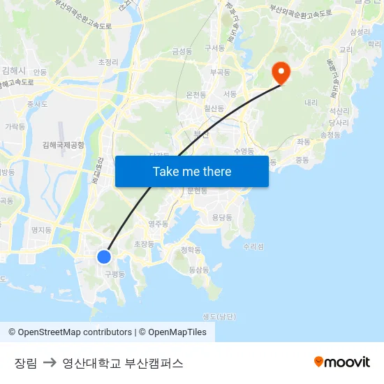 장림 to 영산대학교 부산캠퍼스 map