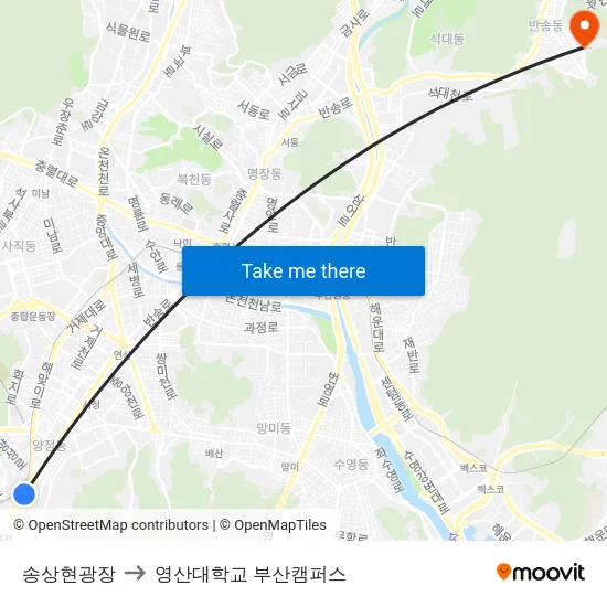 송상현광장 to 영산대학교 부산캠퍼스 map