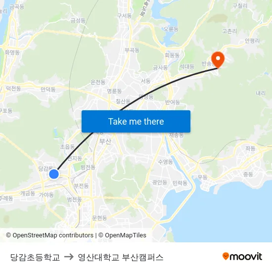 당감초등학교 to 영산대학교 부산캠퍼스 map