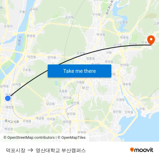 덕포시장 to 영산대학교 부산캠퍼스 map
