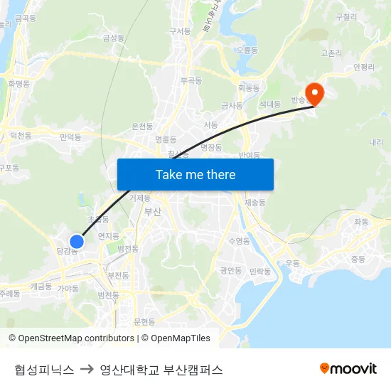 협성피닉스 to 영산대학교 부산캠퍼스 map
