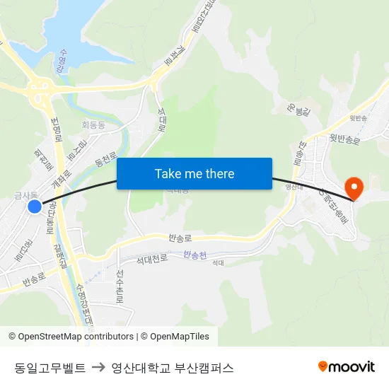 동일고무벨트 to 영산대학교 부산캠퍼스 map