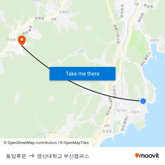 동암후문 to 영산대학교 부산캠퍼스 map