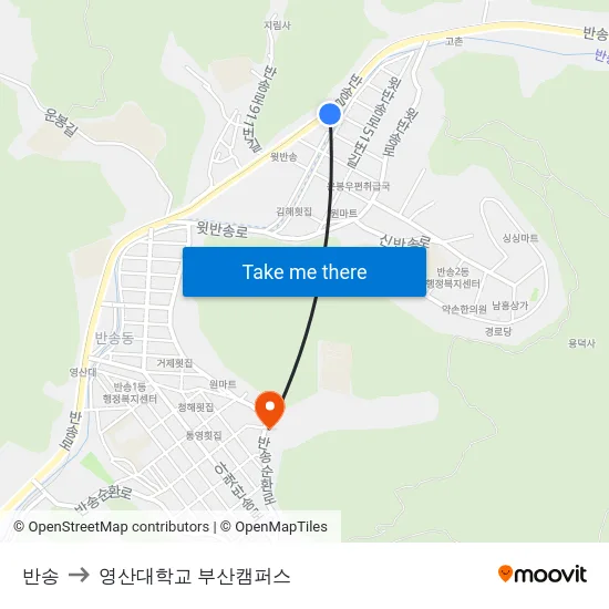 반송 to 영산대학교 부산캠퍼스 map