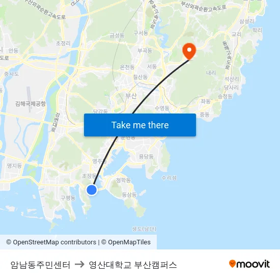 암남동주민센터 to 영산대학교 부산캠퍼스 map