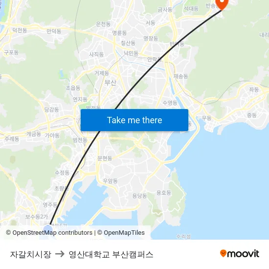 자갈치시장 to 영산대학교 부산캠퍼스 map