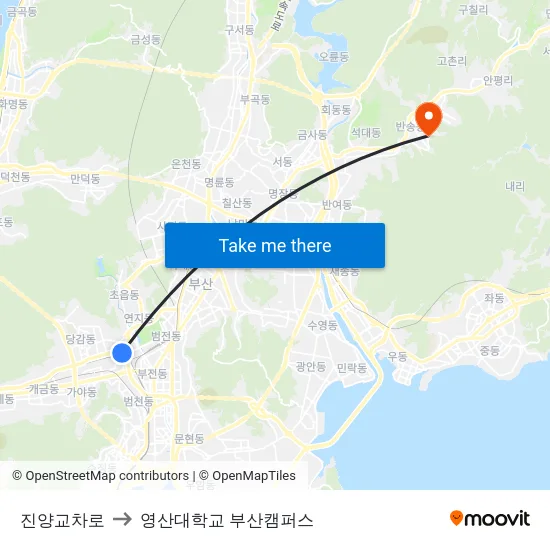 진양교차로 to 영산대학교 부산캠퍼스 map