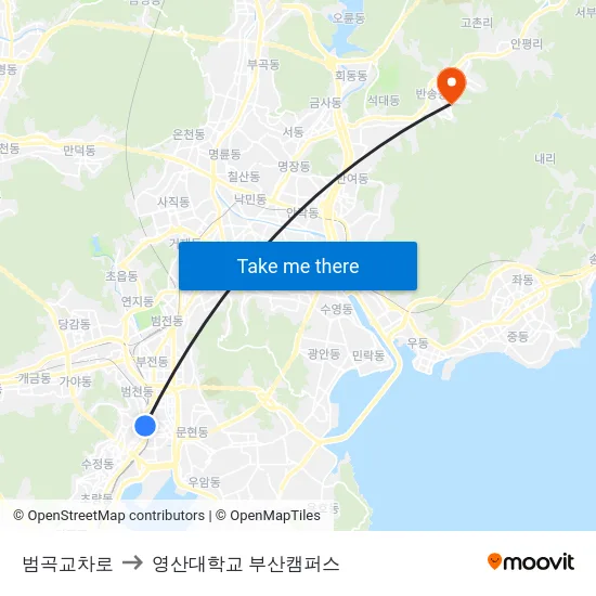 범곡교차로 to 영산대학교 부산캠퍼스 map