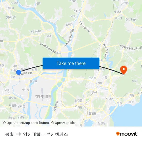 봉황 to 영산대학교 부산캠퍼스 map