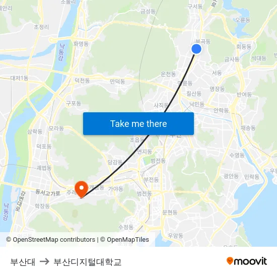 부산대 to 부산디지털대학교 map