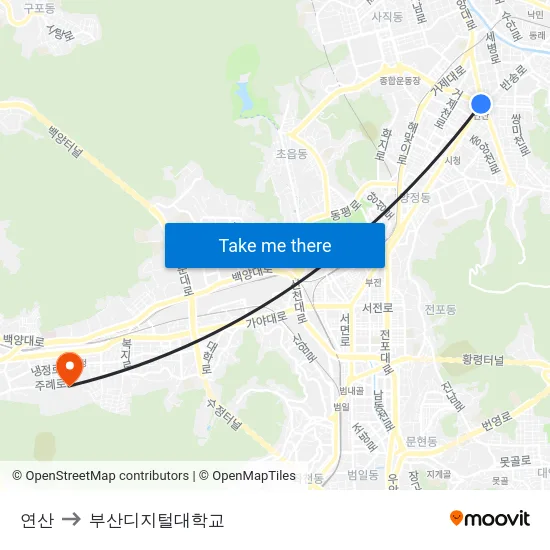 연산 to 부산디지털대학교 map