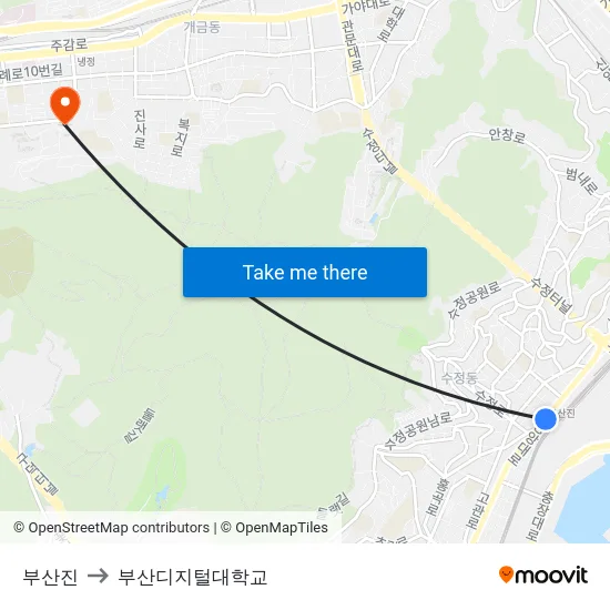 부산진 to 부산디지털대학교 map