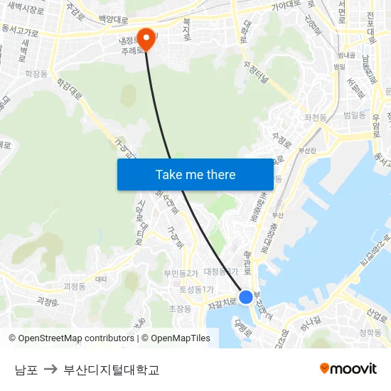 남포 to 부산디지털대학교 map