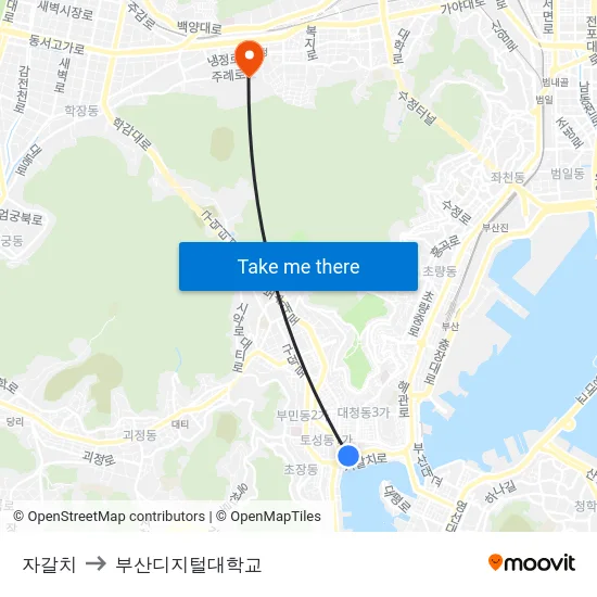 자갈치 to 부산디지털대학교 map
