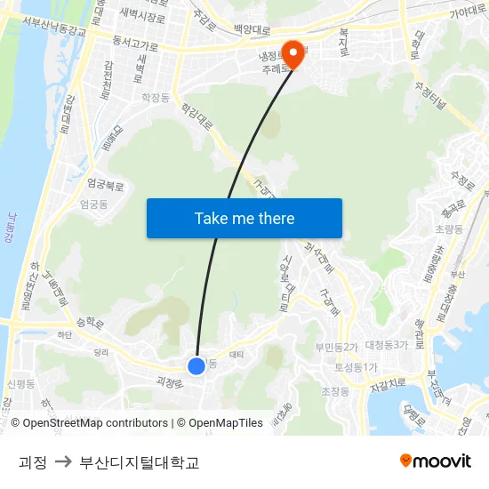 괴정 to 부산디지털대학교 map