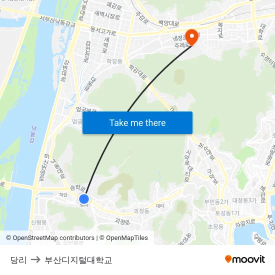 당리 to 부산디지털대학교 map