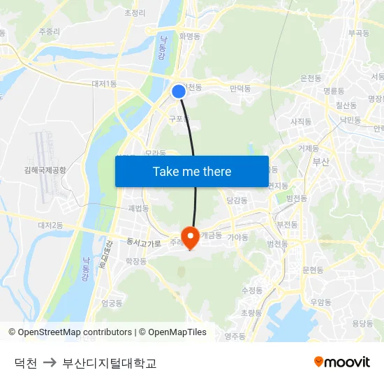 덕천 to 부산디지털대학교 map