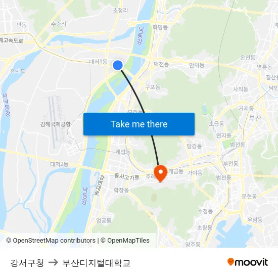 강서구청 to 부산디지털대학교 map