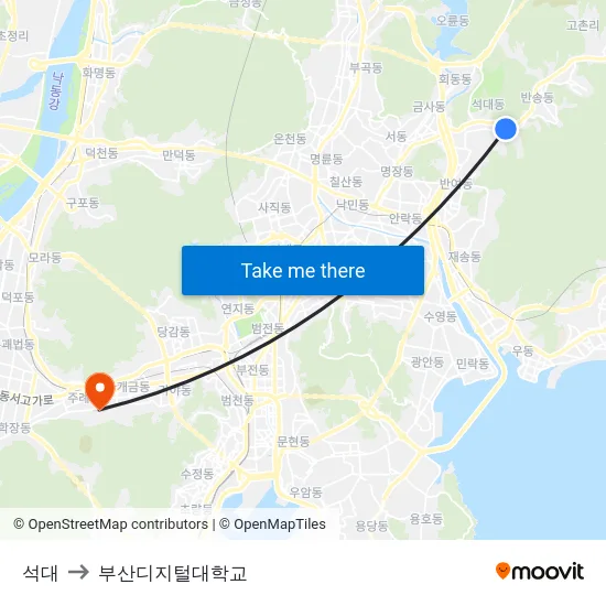 석대 to 부산디지털대학교 map