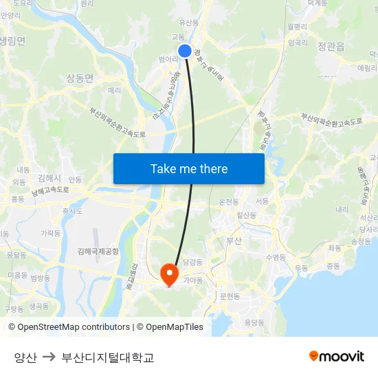 양산 to 부산디지털대학교 map