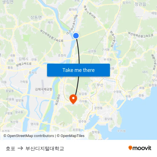 호포 to 부산디지털대학교 map