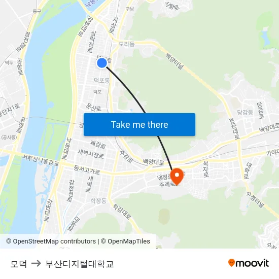 모덕 to 부산디지털대학교 map