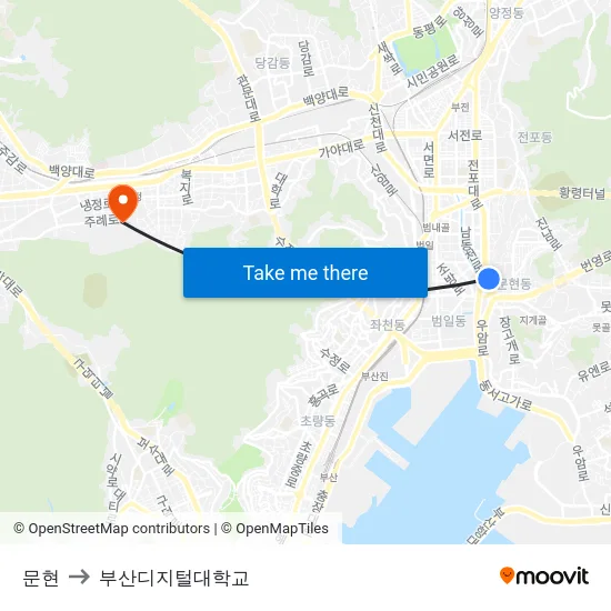 문현 to 부산디지털대학교 map