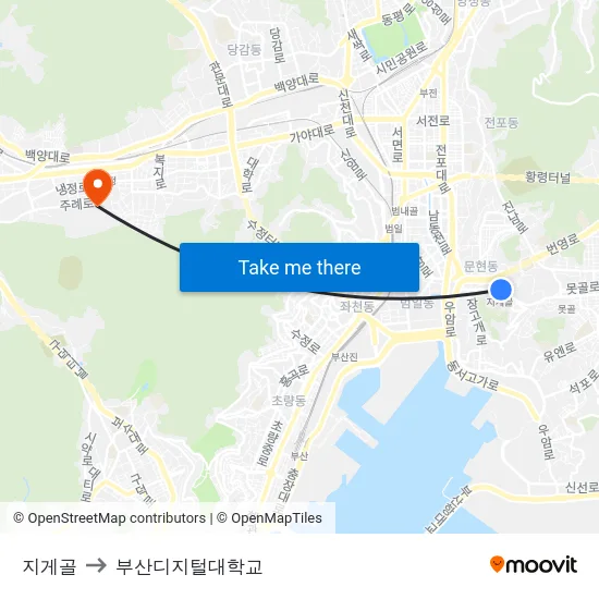 지게골 to 부산디지털대학교 map