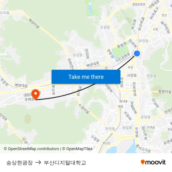 송상현광장 to 부산디지털대학교 map