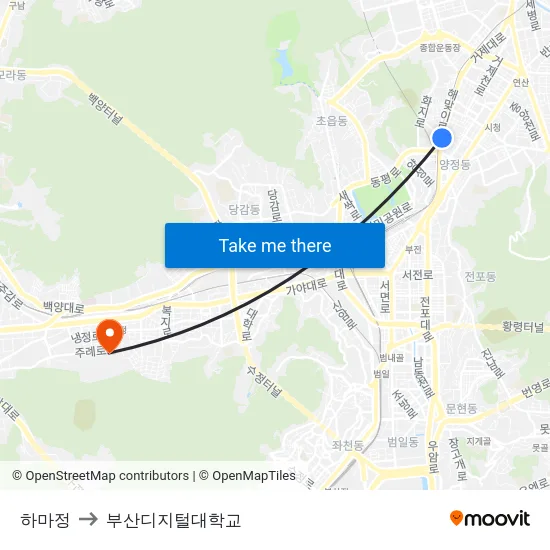 하마정 to 부산디지털대학교 map
