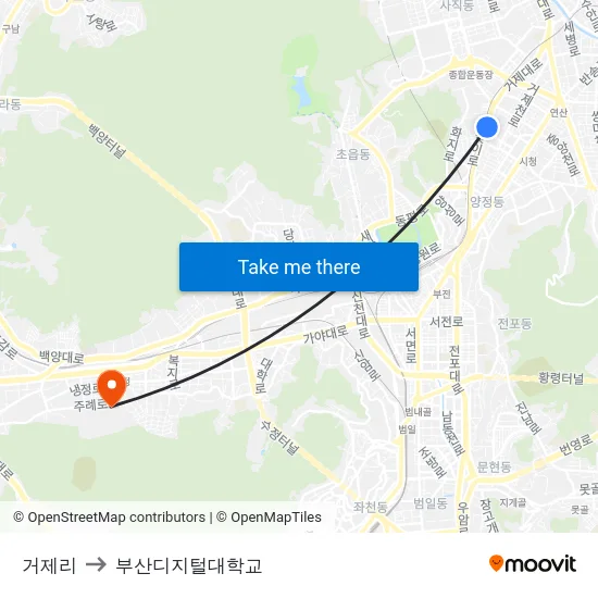 거제리 to 부산디지털대학교 map