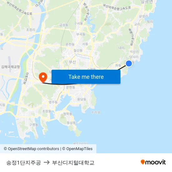 송정1단지주공 to 부산디지털대학교 map