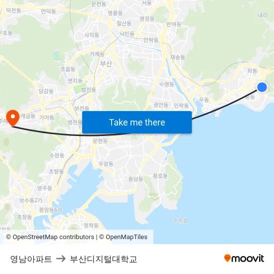 영남아파트 to 부산디지털대학교 map