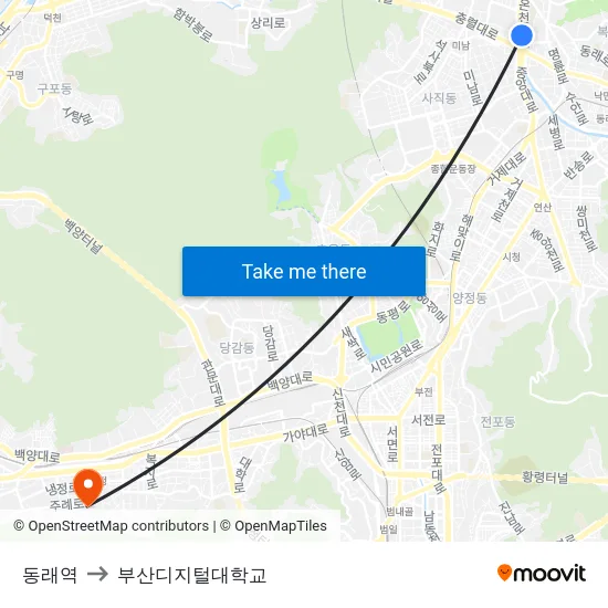동래역 to 부산디지털대학교 map