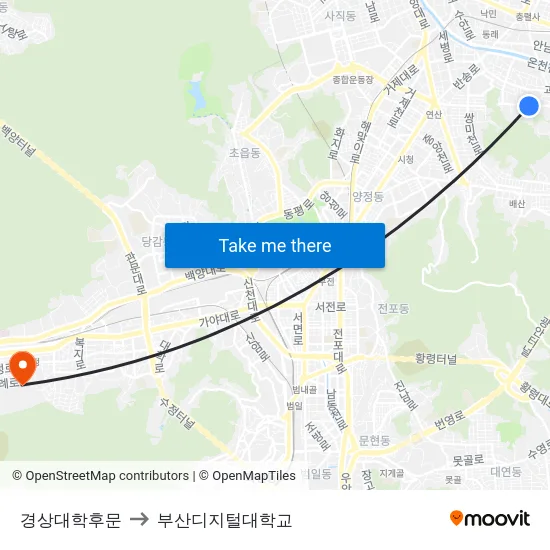 경상대학후문 to 부산디지털대학교 map