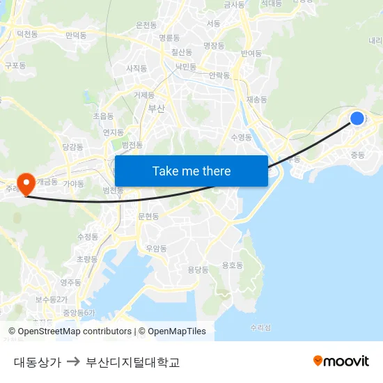 대동상가 to 부산디지털대학교 map