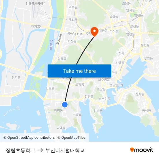 장림초등학교 to 부산디지털대학교 map