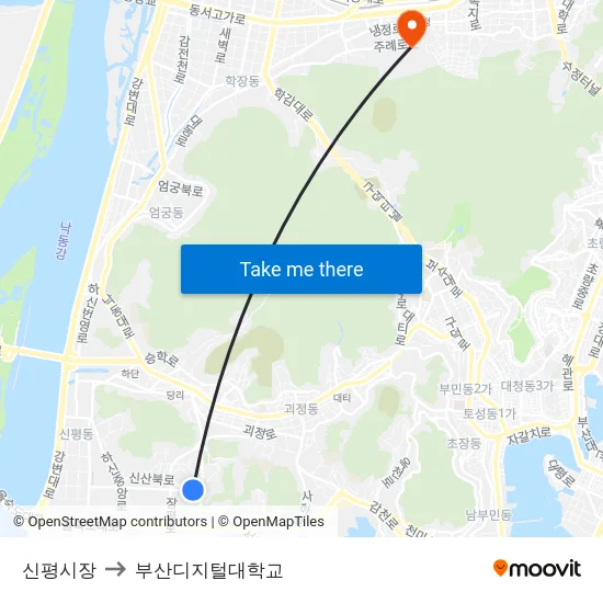 신평시장 to 부산디지털대학교 map