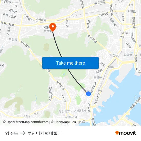 영주동 to 부산디지털대학교 map
